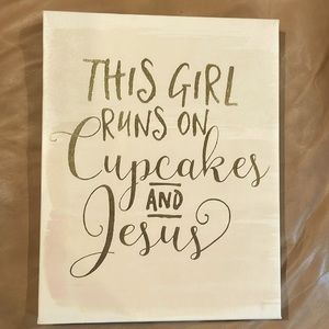 This Girl Runs On Cupcakes And Jesus Canvas Wall Decor